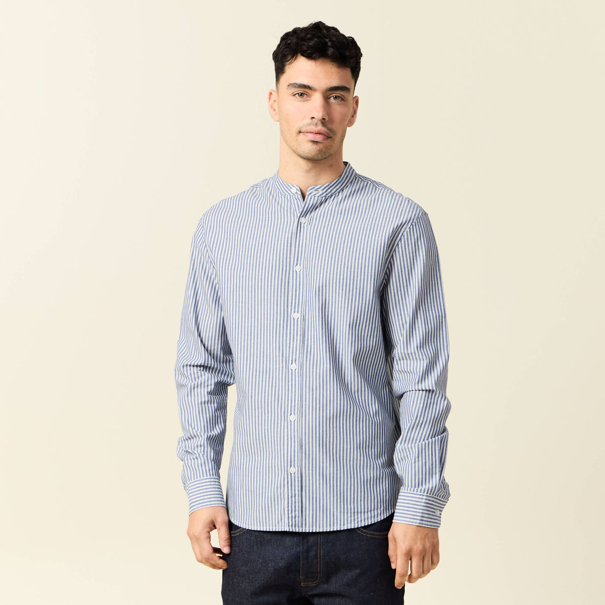 Chemise manches longues bleu marine homme