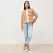 Gilet droit manches longues col mao camel femme