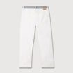 Jeans boyfriend ceintur&eacute; denim blanc femme