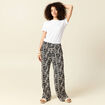 Pantalon large taille haute fluide creme femme