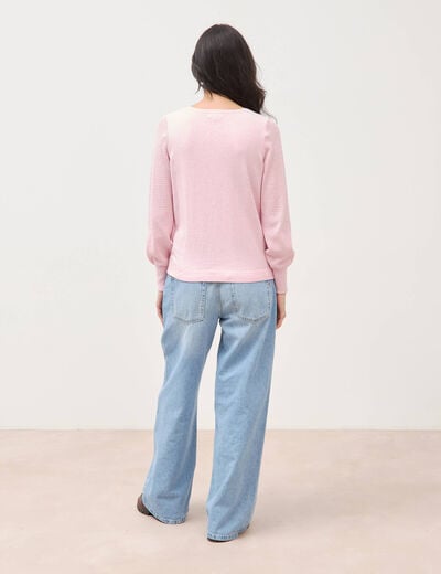 Pull manches longues rose pastel femme