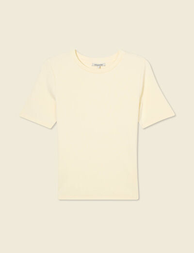 T-shirt manches courtes jaune pastel femme