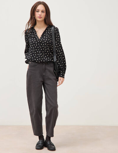 Blouse ample manches longues noir femme