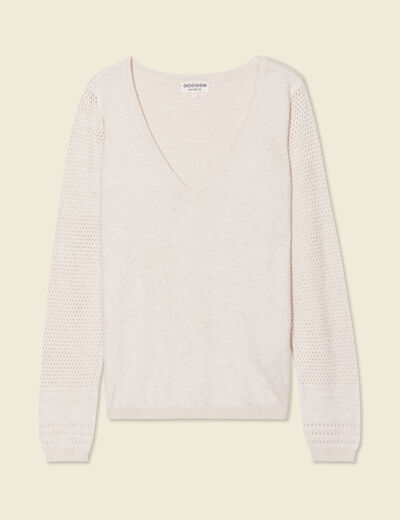 Pull à manches longues creme femme
