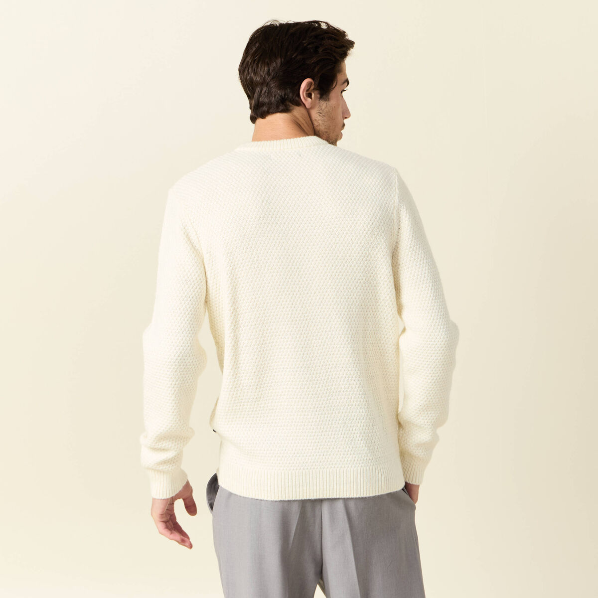 Pull manches longues ecru homme