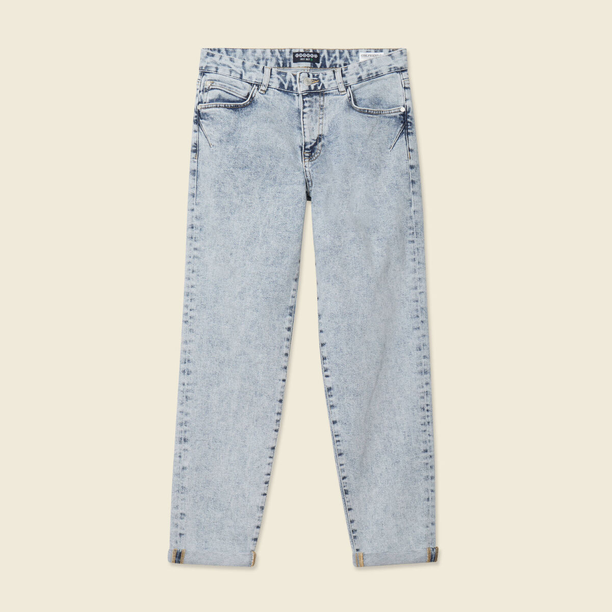 Jeans girlfriend 5 poches denim snow bleu femme