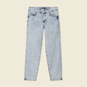 Jeans girlfriend 5 poches denim snow bleu femme