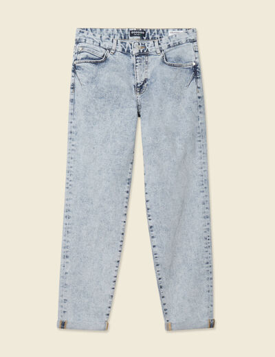 Jeans girlfriend 5 poches denim snow bleu femme