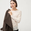 Blouse droite col bateau dentelle ivoire femme