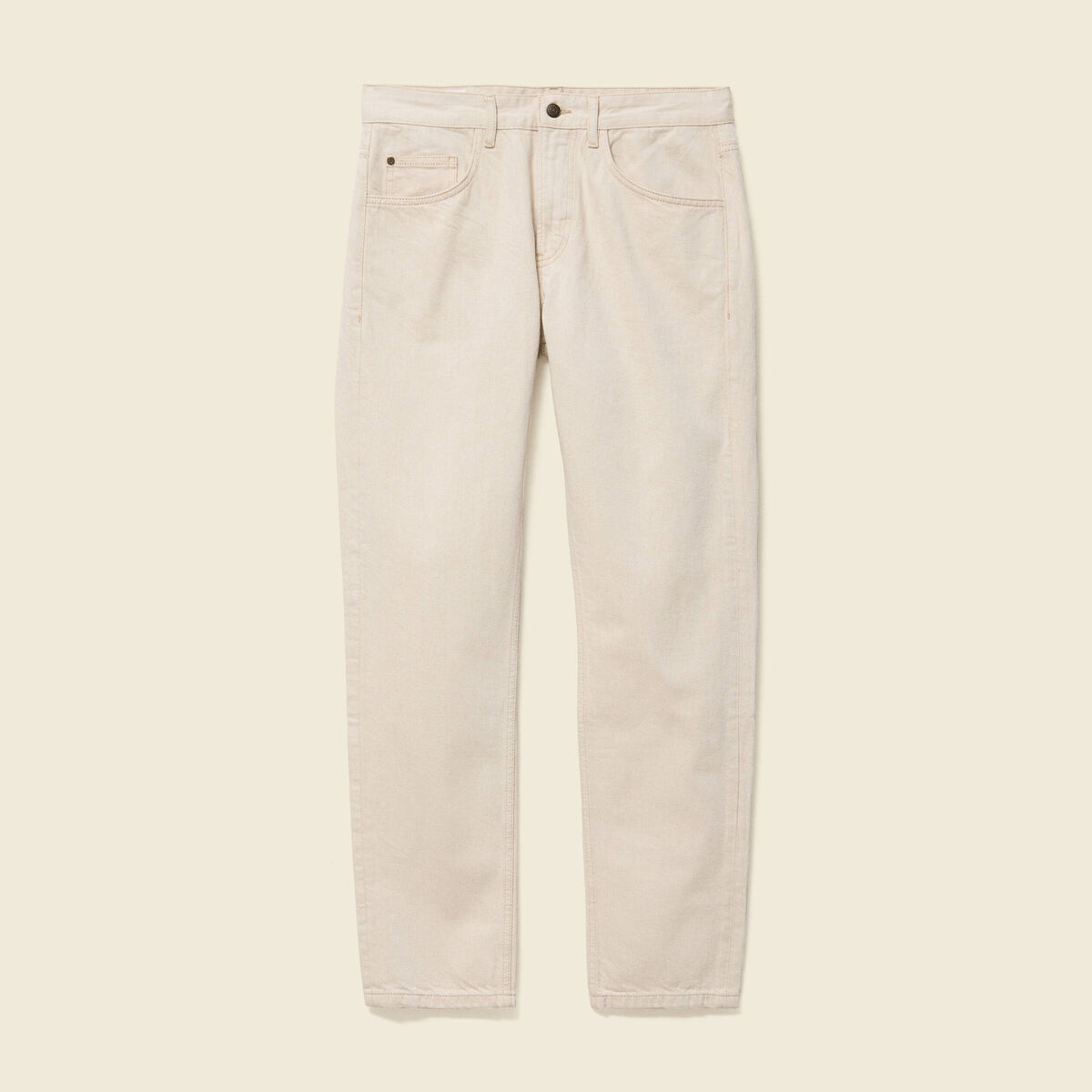 Jeans straight longueur 32 en coton ecru homme