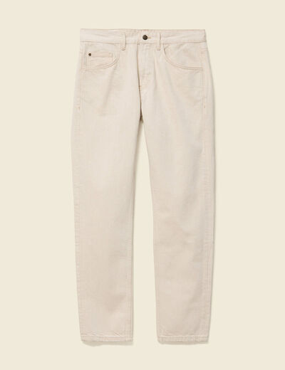 Jeans straight longueur 32 en coton ecru homme