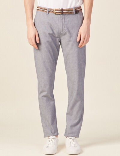 Pantalon chino ceinturé bleu marine homme