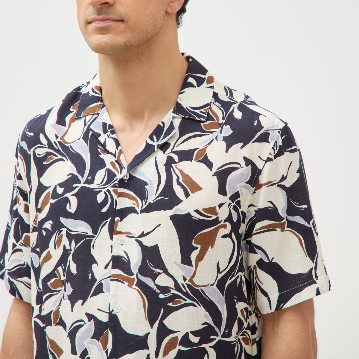 Chemise boyfriend manches courtes bleu marine homme