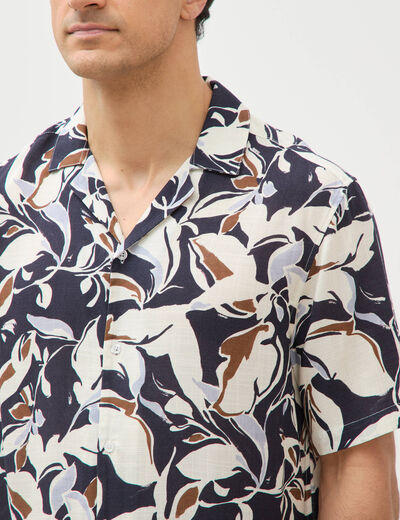 Chemise boyfriend manches courtes bleu marine homme