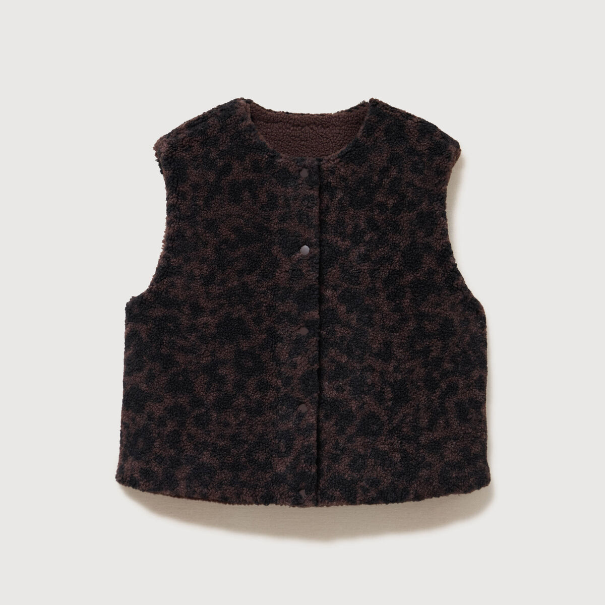 Gilet sans manches r&eacute;versible marron chocolat femme