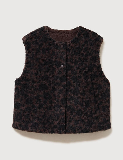 Gilet sans manches r&eacute;versible marron chocolat femme