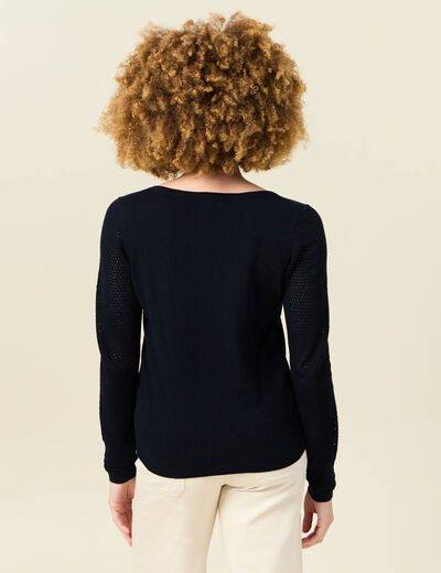 Pull à manches longues bleu marine femme