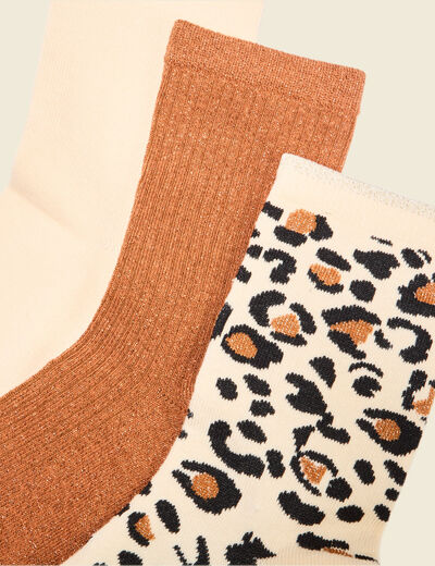 Lot 3 paires chaussettes marron cognac femme
