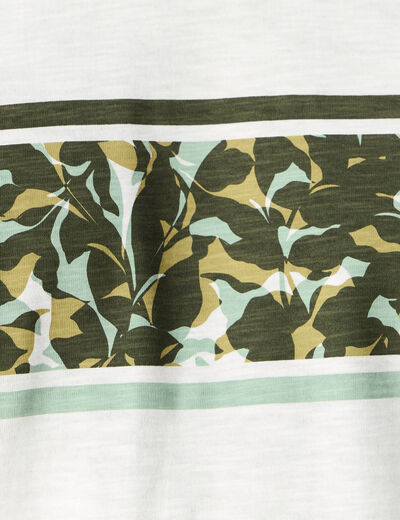 T-shirt coupe droite en coton col rond vert olive homme