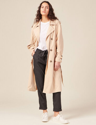 Pantalon paperbag gris femme