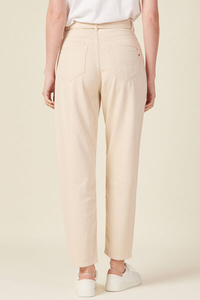 Jeans slouchy ceinturé denim blanc femme