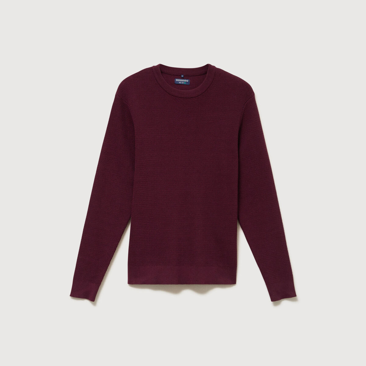 Pull droit manches longues prune homme