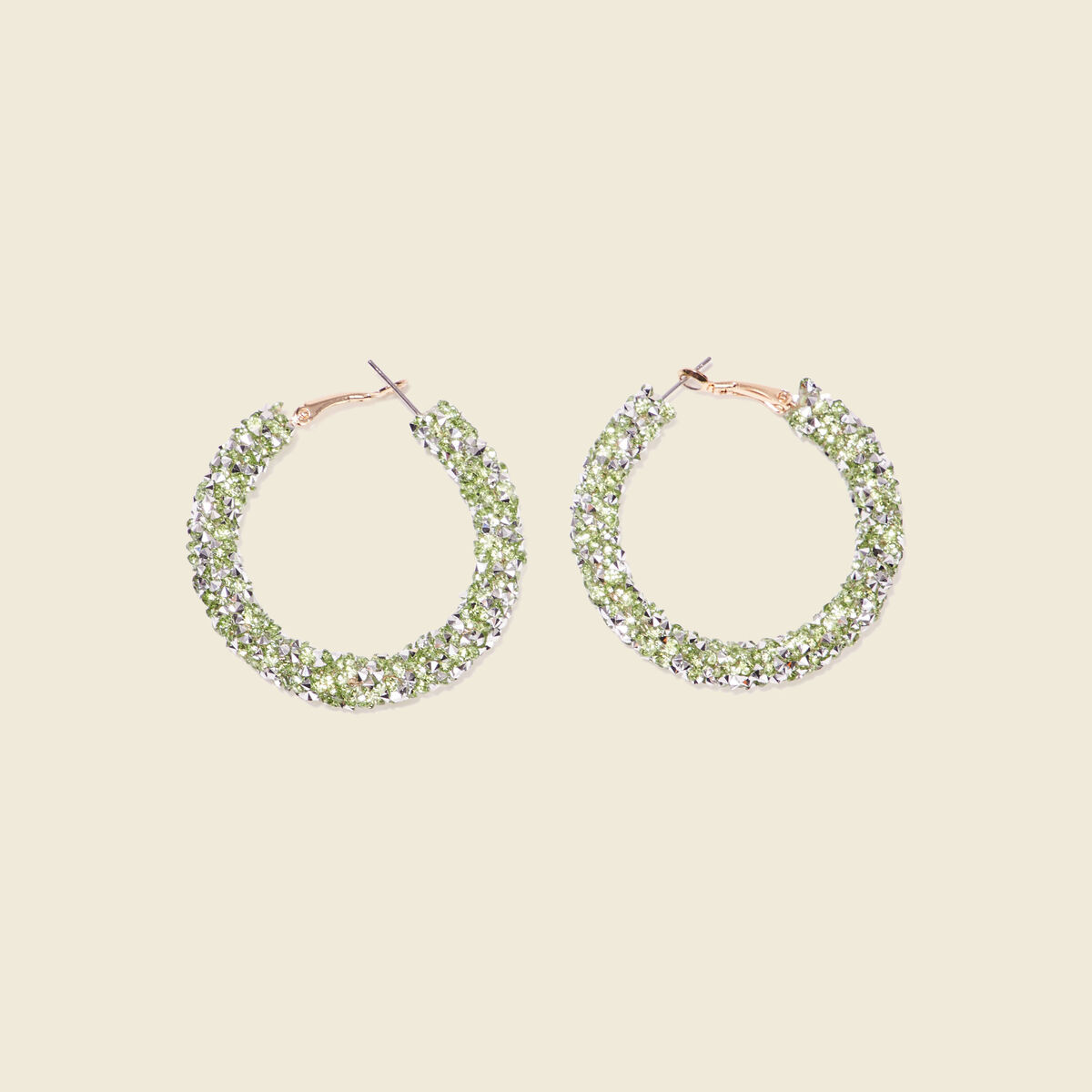 Boucles d'oreilles créoles vert olive femme