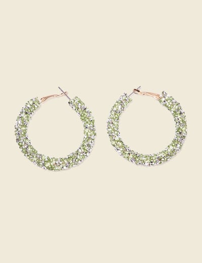 Boucles d'oreilles créoles vert olive femme