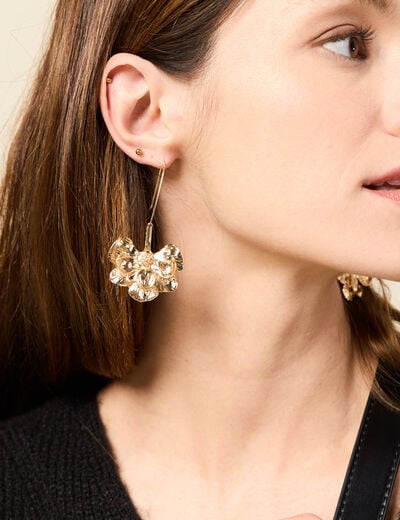 Boucles d'oreilles pendantes couleur or femme