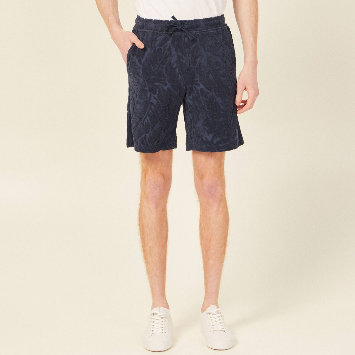 Bermuda large à coulisse bleu marine homme