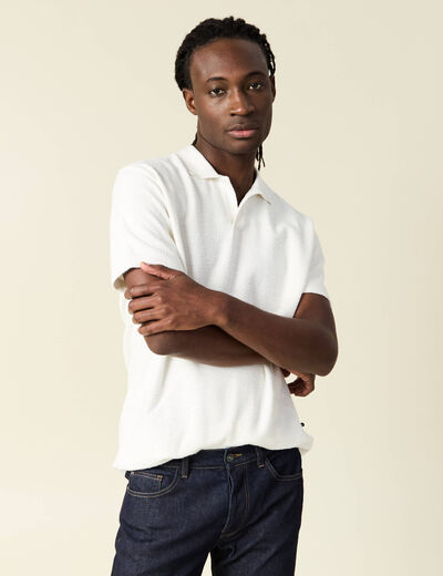 Polo manches courtes ecru homme