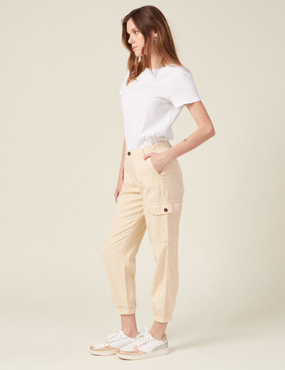 Pantalon éco-responsable creme femme