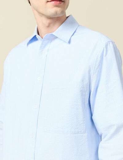 Chemise en coton manches longues bleu ciel homme