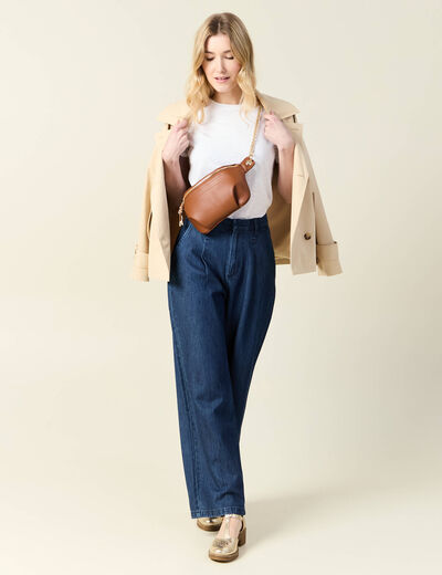 Jeans large à pinces denim brut femme