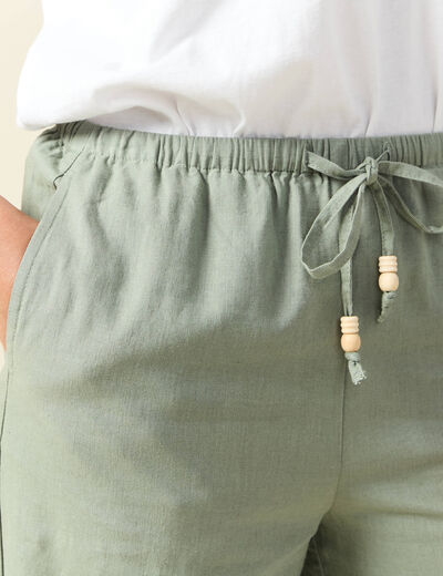 Pantalon droit 7/8ème vert kaki femme