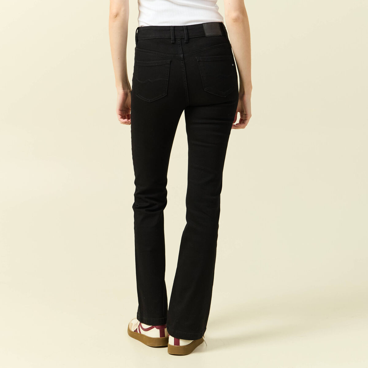 Jeans bootcut taille haute denim noir femme
