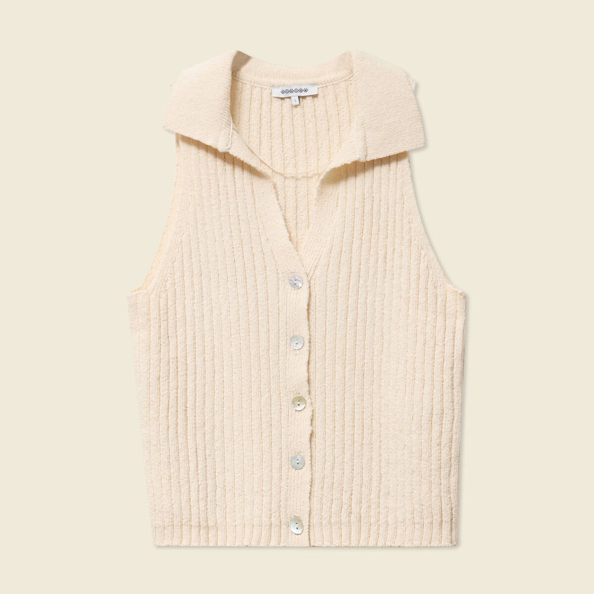 Débardeur tricot sans manches creme femme