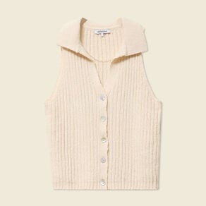 Débardeur tricot sans manches creme femme