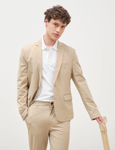 Veste blazer stretch beige homme