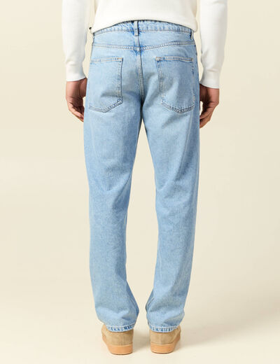 Jeans large longueur 32 en coton denim bleach homme