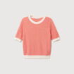 Pull droit court manches courtes orange fonc&eacute; femme
