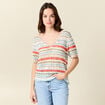 Pull manches courtes violet clair femme