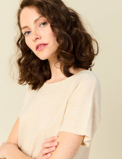 T-shirt manches courtes creme femme