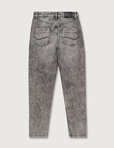 Jeans mom 7/8&egrave;me denim snow gris femme