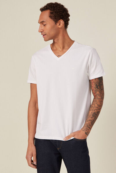 T-shirt col V homme Instinct blanc homme