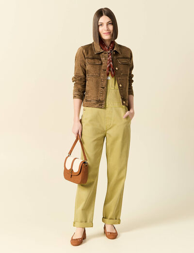 Salopette en jean vert olive femme