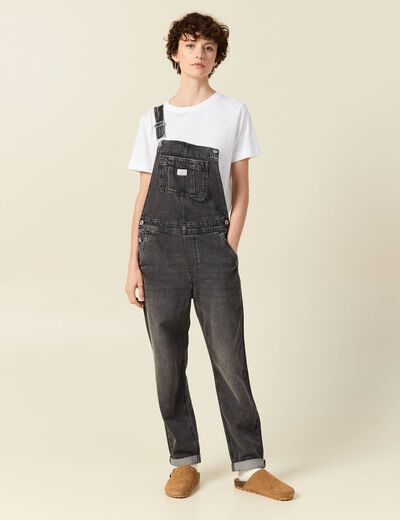 Salopette en jean denim gris femme