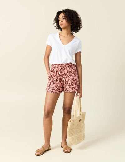 Short droit marron foncé femme