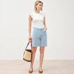 Bermuda large taille haute en jeans denim stone femme
