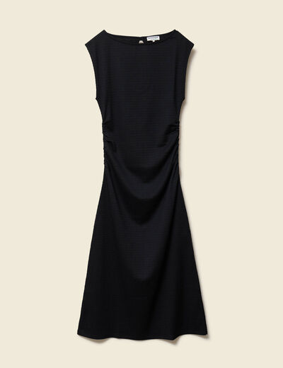 Robe longue cintr&eacute;e sans manches noir femme